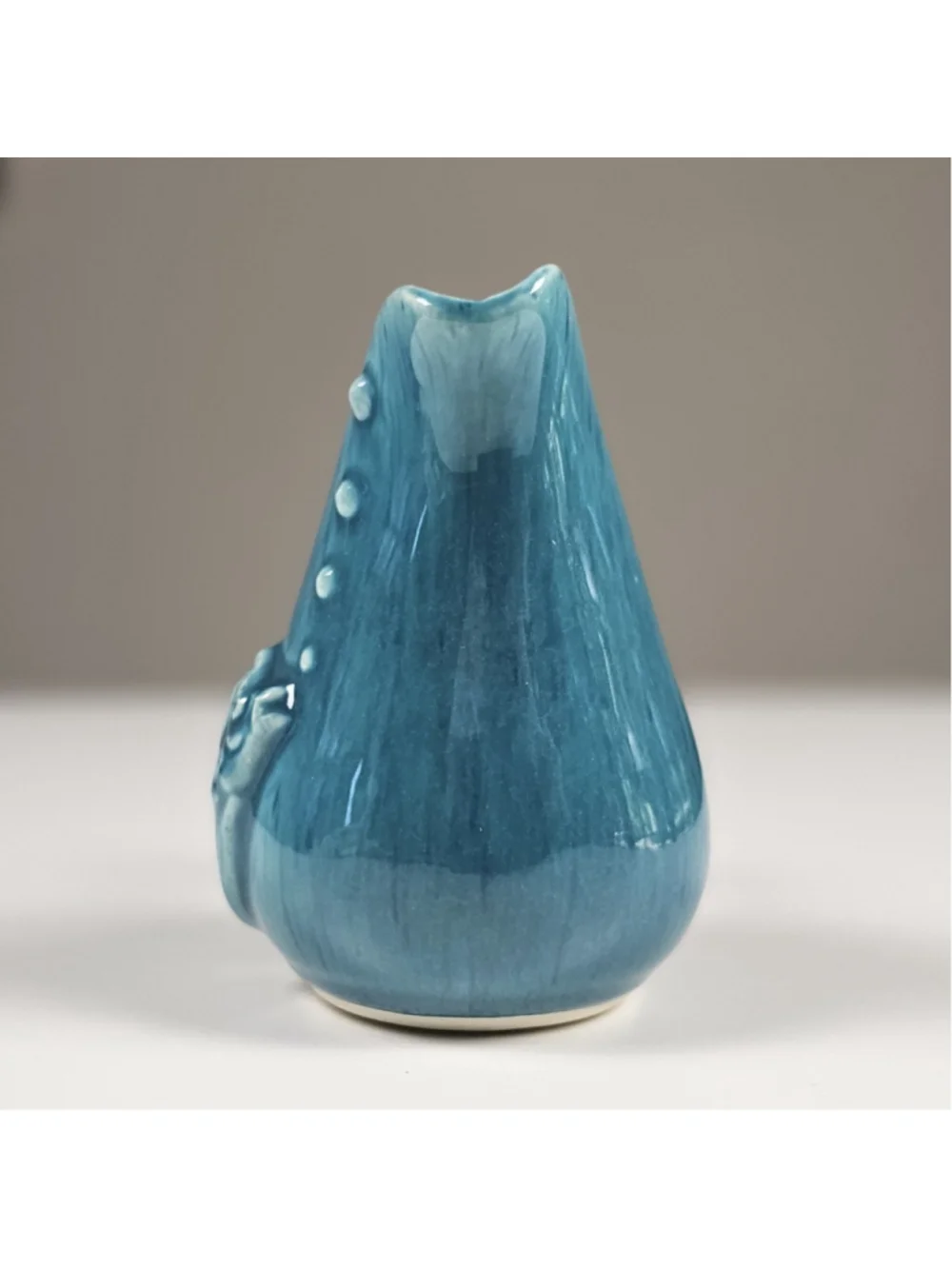 Vintage Teal Blue Ceramic Fish Creamer Pitcher 3.75